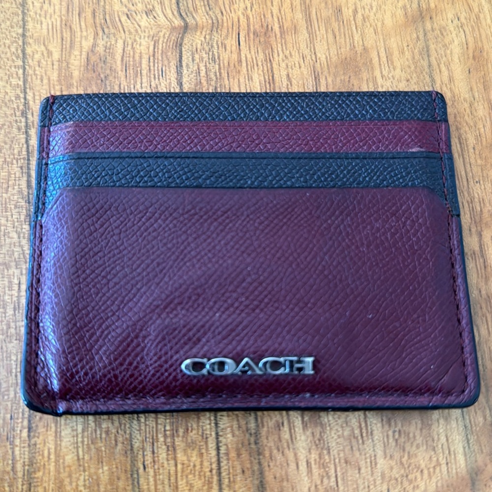 Coach burgundy card holder
